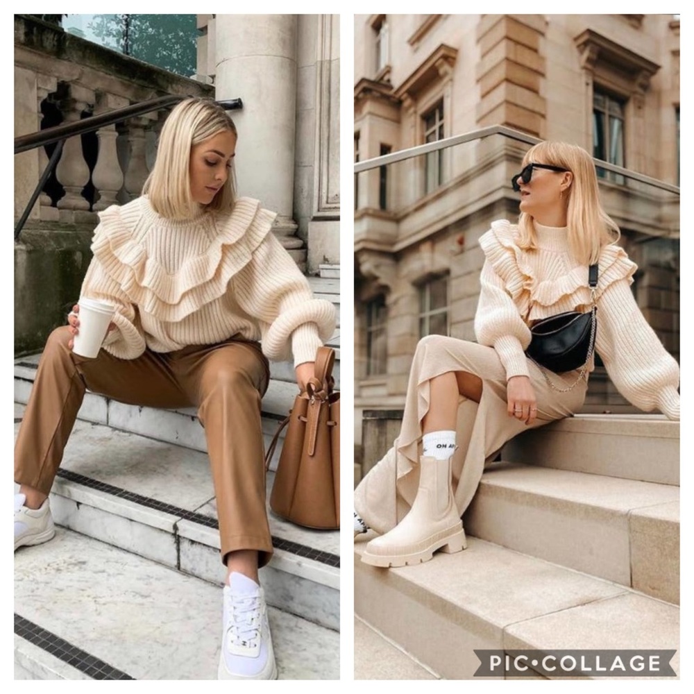 NWT H&M *Bloggers Fave* Flounce Rib-Knit Sweater - Picture 2 of 7